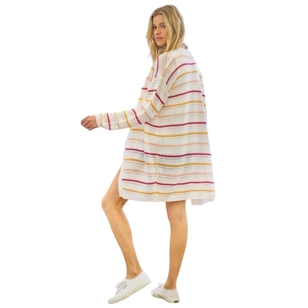 BOHO COLORFUL STRIPED OPEN FRONT CARDIGAN - Picture 5 of 10